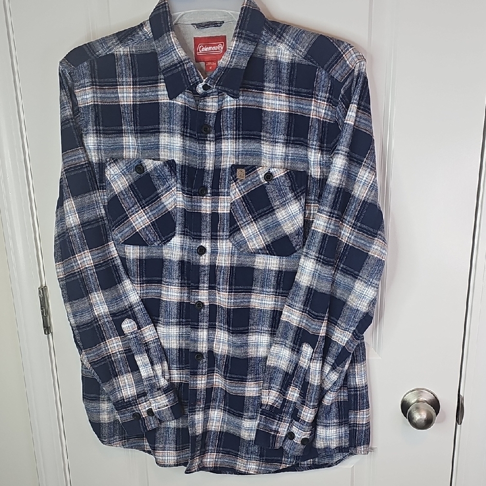 Coleman Men's Blue and White Plaid Casual‎ Shirt Suze XL